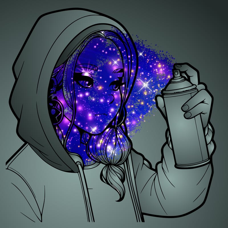 a realistic girl, spray painting