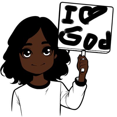 realistic girl holding up a sign