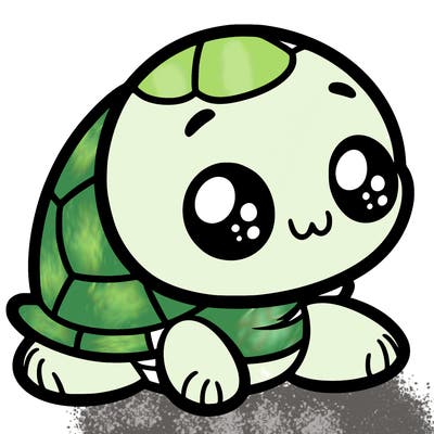 cute little animated turtle