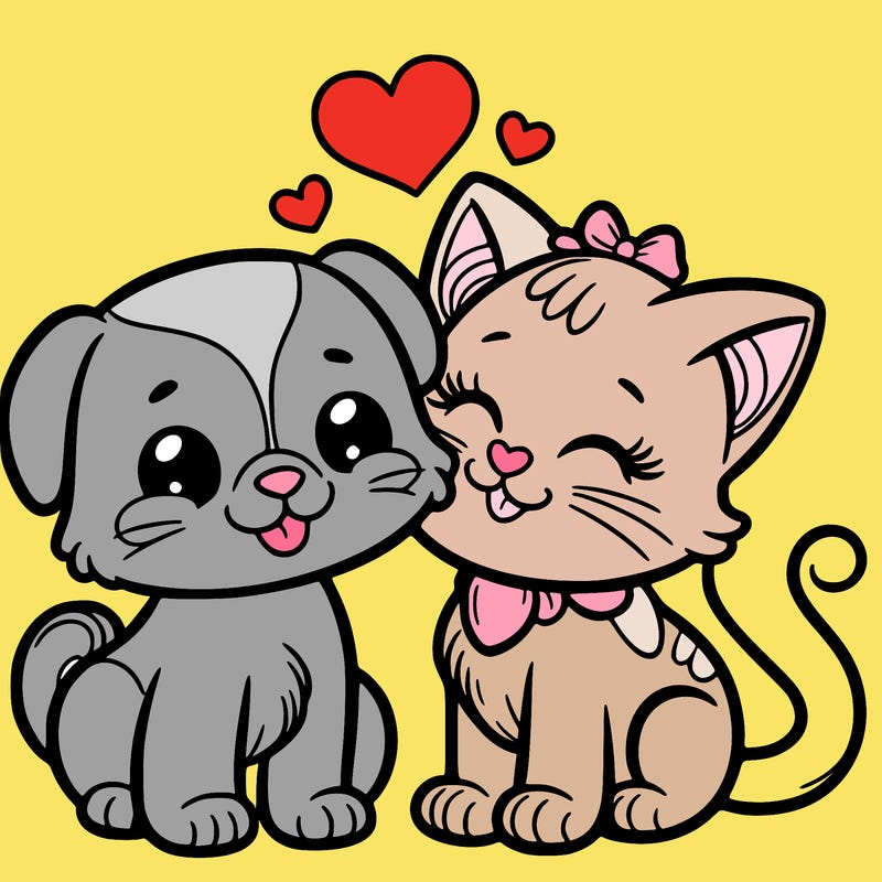 cat with a dog and in love