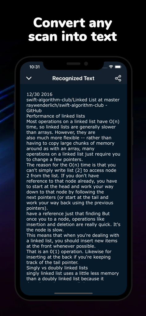 Best Pdf Scanner app - 編集可能なテキストにドキュメントスキャンを変換するOCR機能を搭載した最高のPDFスキャナーアプリ画面