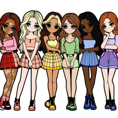 a group of girls realistic