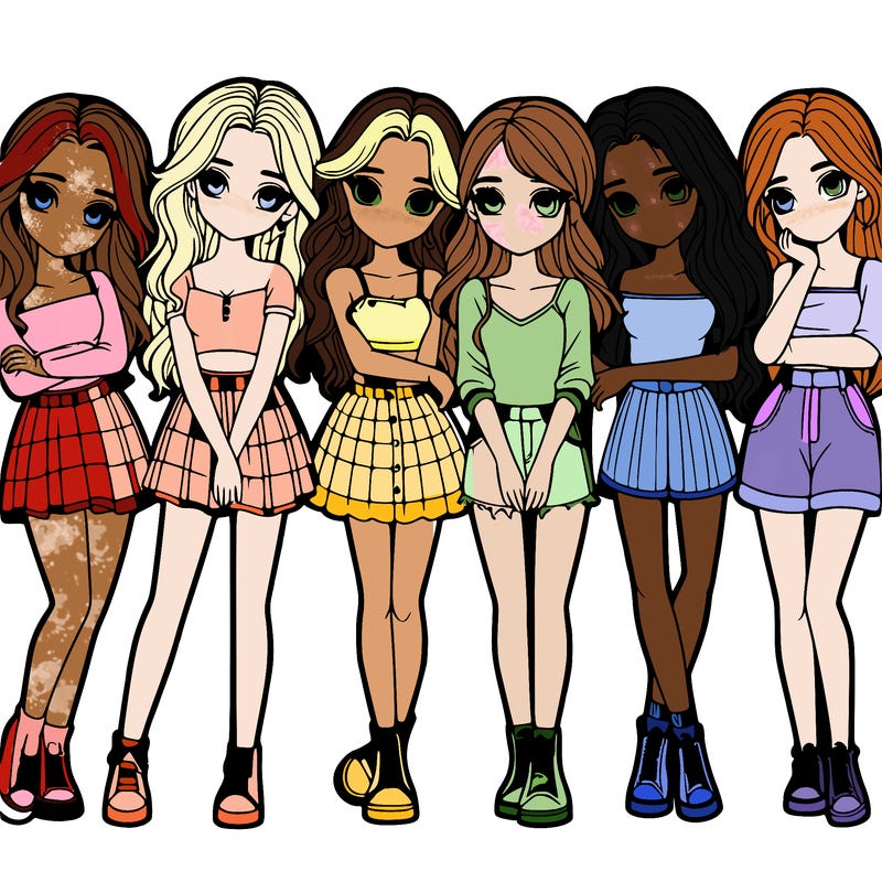 a group of girls realistic