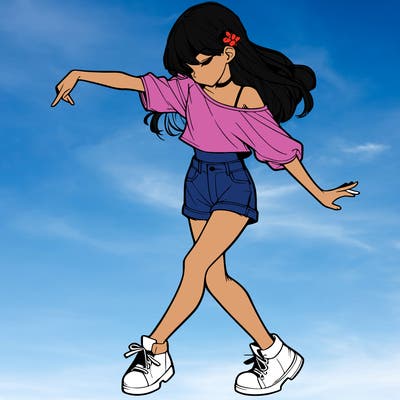 realistic girl danceing