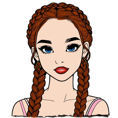 realistic girl with braids