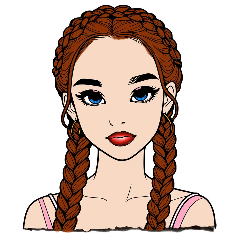realistic girl with braids