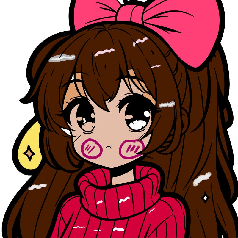 anime girl with hairbow wearing a turtleneck