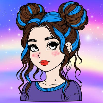 realistic girl with two buns in her hair