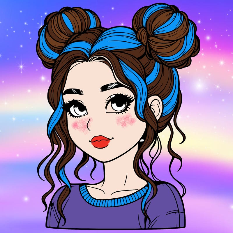 realistic girl with two buns in her hair