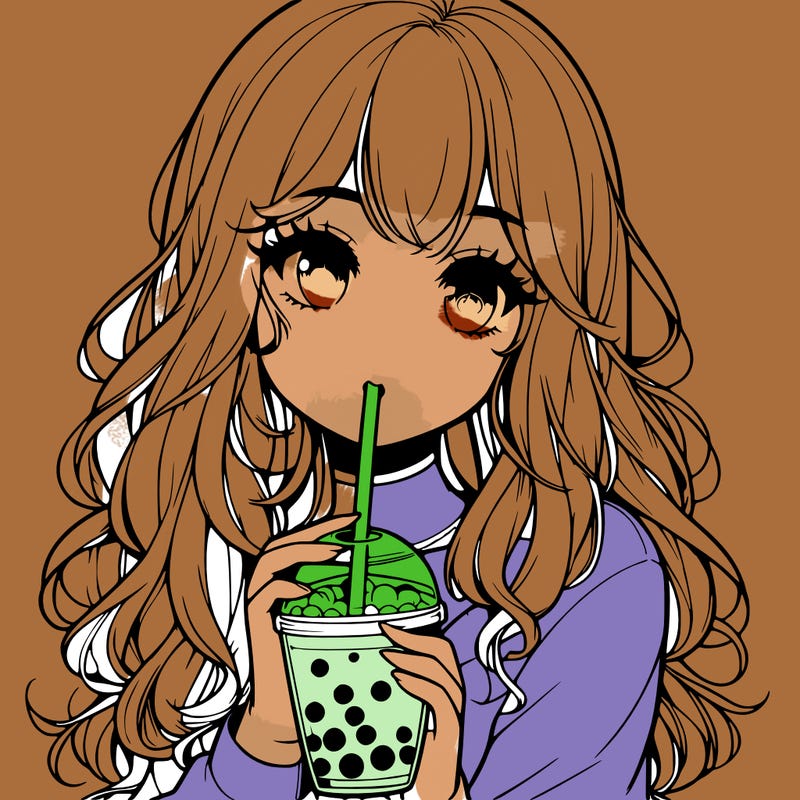 realistic girl drink a boba