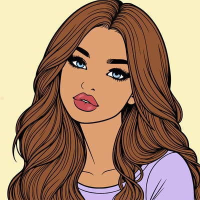 realistic girl with hair on her hair and lips