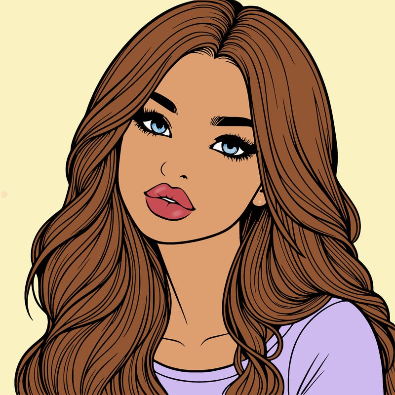 realistic girl with hair on her hair and lips