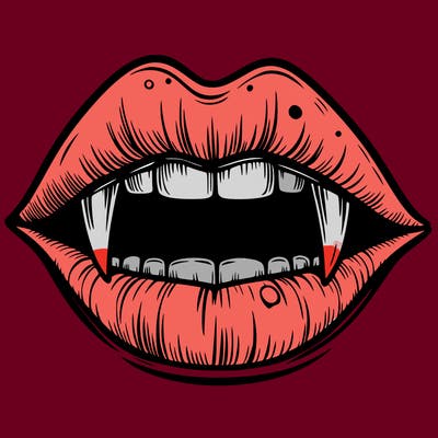 lips with vampire teeth