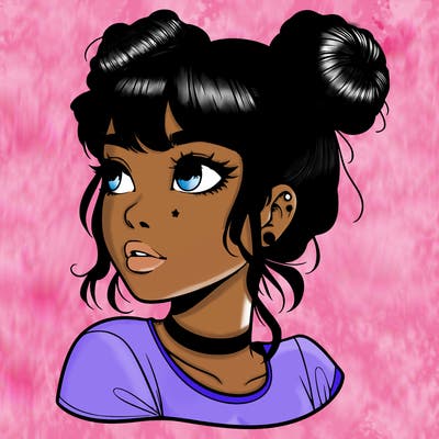 realistic girl with spacebuns