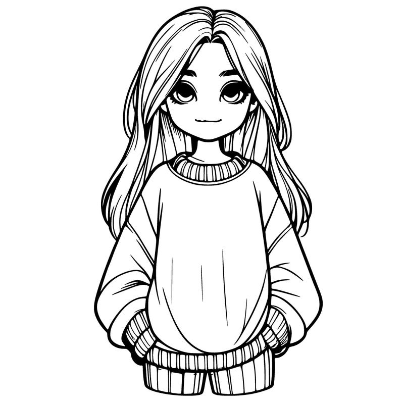 realistic girl with baggy jumper