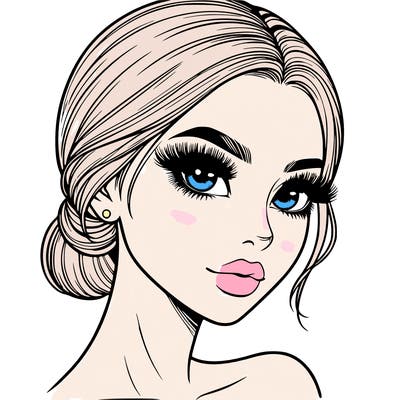 realistic girl with lashes