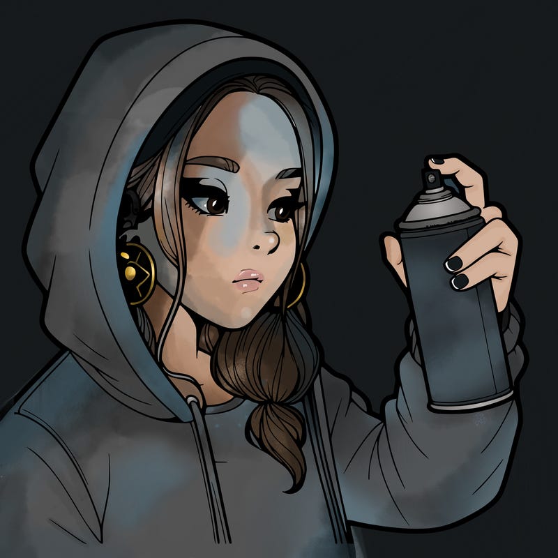 a realistic girl, spray painting