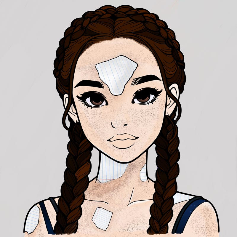 realistic girl with braids