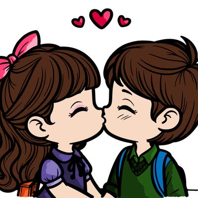 boy and girl kissing