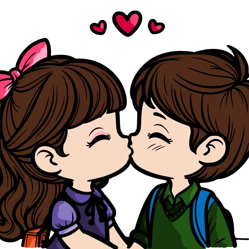 boy and girl kissing