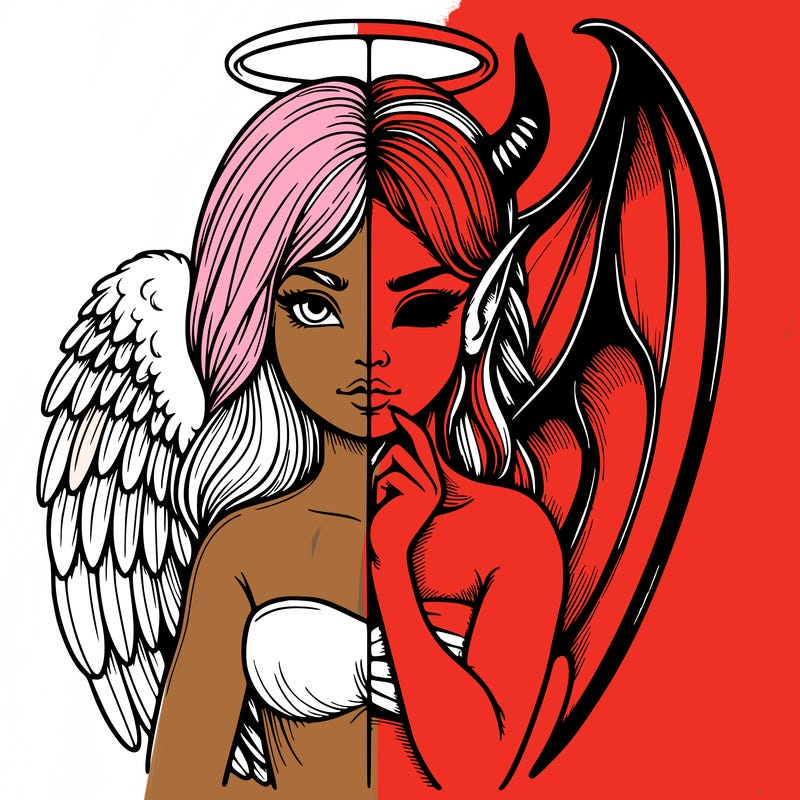 realistic angel half demon