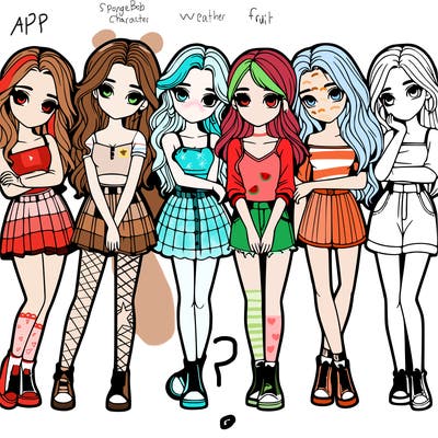 a group of girls realistic