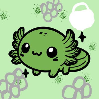 cute easy baby axolotl