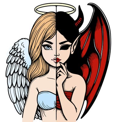 realistic angel half demon