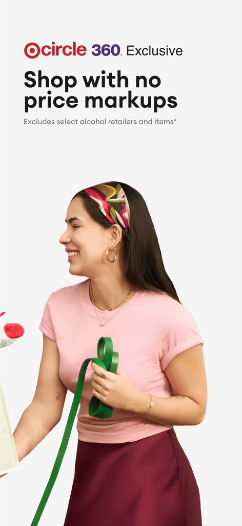 Werbebanner für Shipt, das den exklusiven Vorteil von Target Circle 360 ohne Preisaufschläge zeigt.