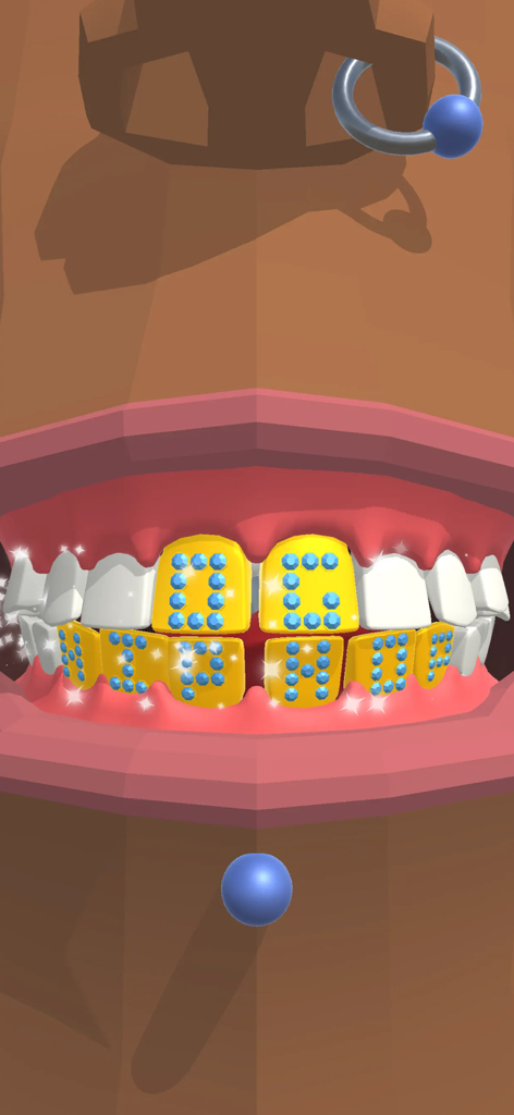 Dentist Bling - Un primo piano di un personaggio con denti d'oro e diamanti in Dentist Bling