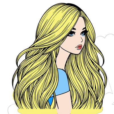 realistic girl with long realistic hair