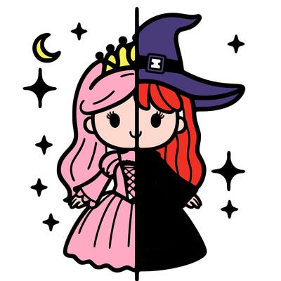 split princess and witch