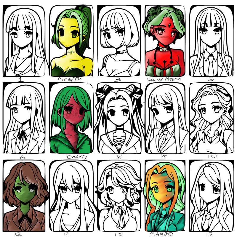 girls that look diffrent anime