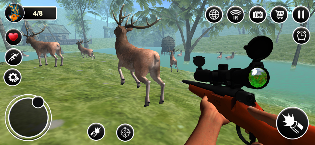 Snake Hunter Sniper 3D - Vista de francotirador en primera persona apuntando a ciervos en un simulador de caza en 3D en la jungla