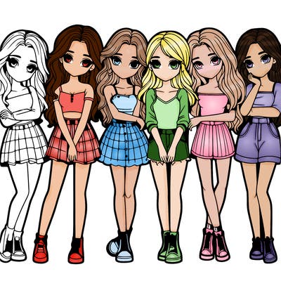 a group of girls realistic