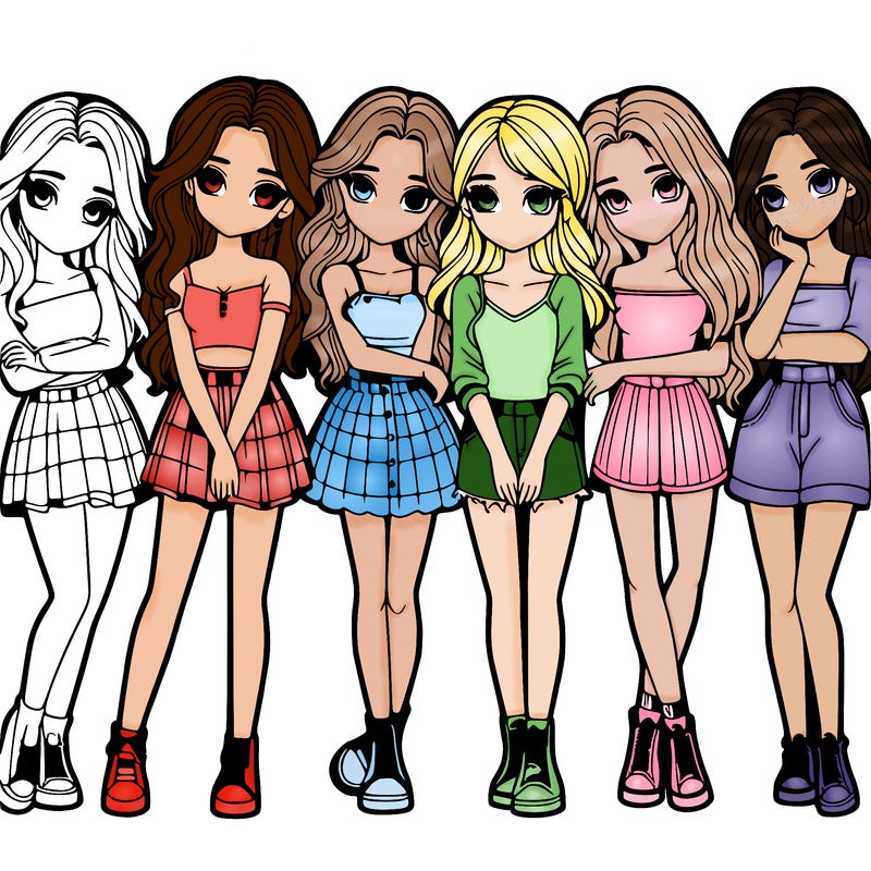 a group of girls realistic