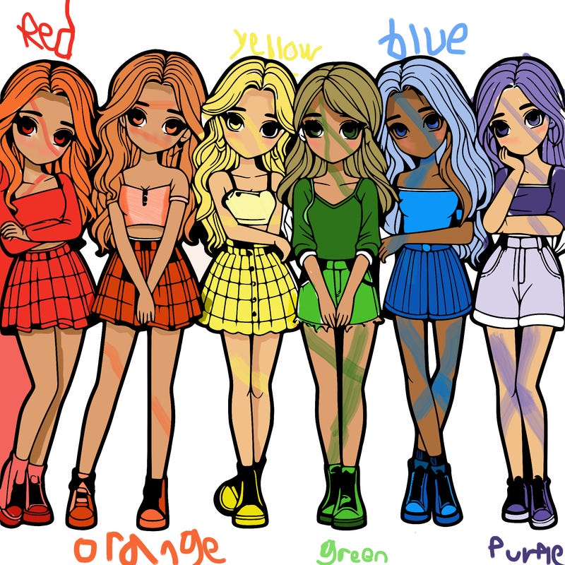 a group of girls realistic