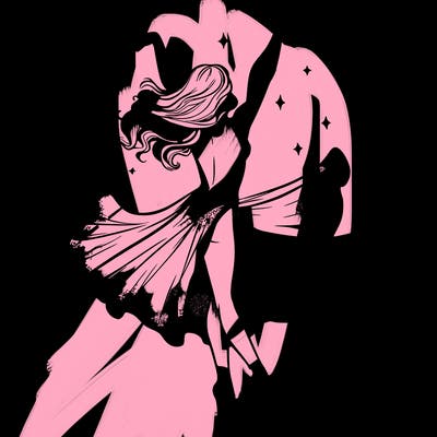 dancer dancing with a shimmery costume on realistic