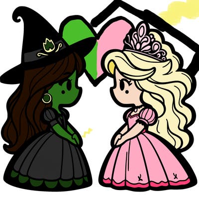 princess and witch facing each other