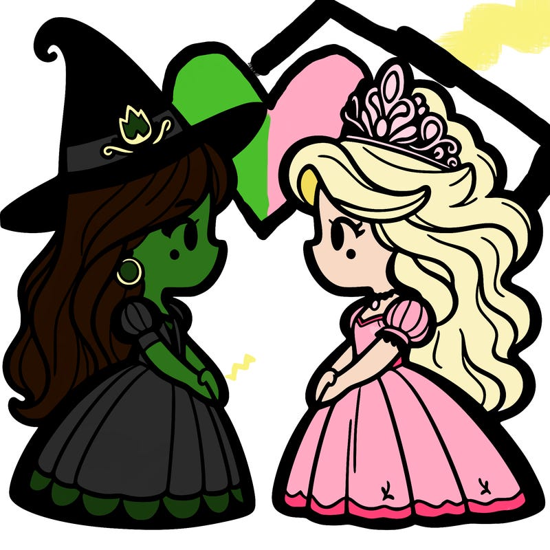 princess and witch facing each other