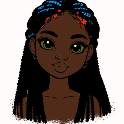 a realistic black girl with braids