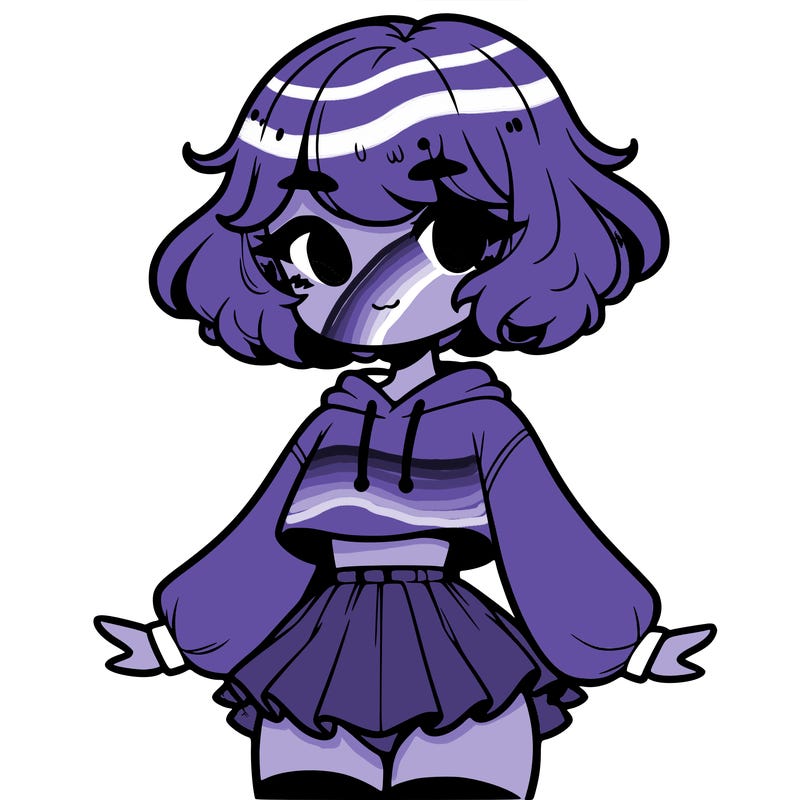 cute femboy with short, fluffy hair that softly frames their face, wearing a cropped hoodie, paired with a flouncy short skirt, and thigh-high stockings