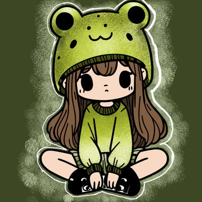 a girl wearing a frog hat and some frog socks