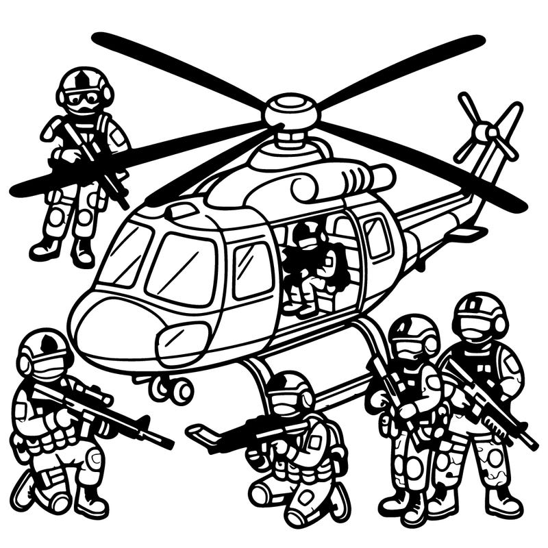helicopter with soldiers.