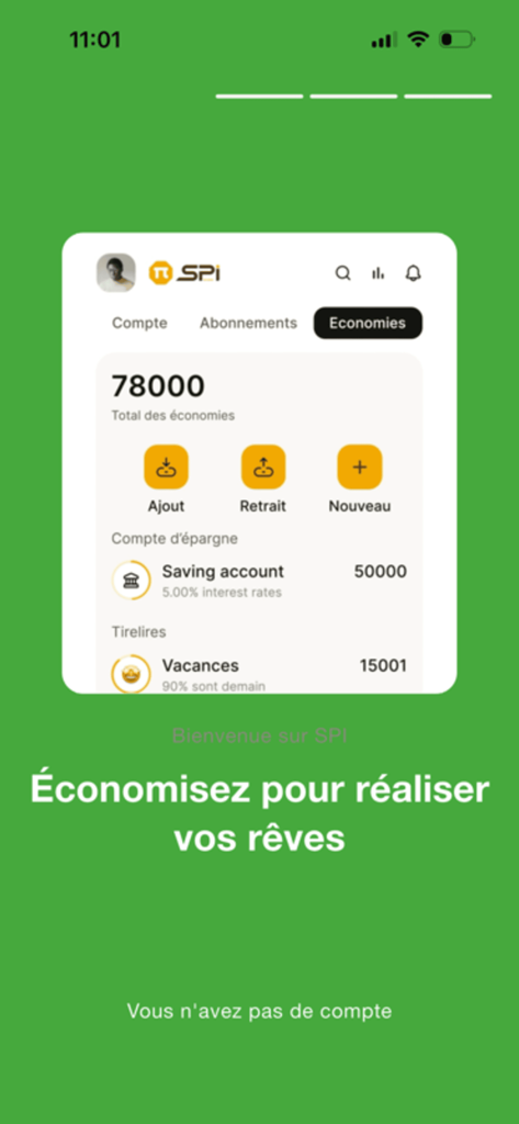 BDM-PI mobile app savings dashboard showing account balance and interest rates