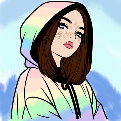 a realistic girl in a hoodie