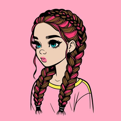 realistic girl with braids