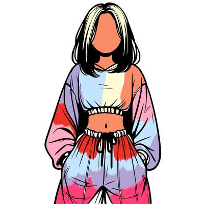 realistic girl faceless with baggy pants and a crop top