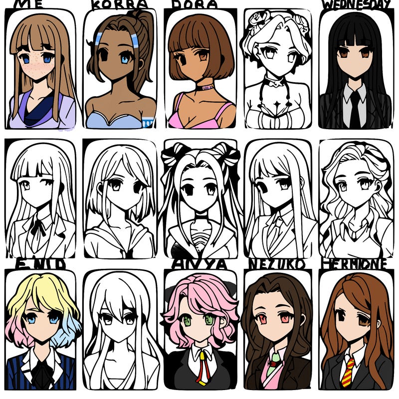 girls that look diffrent anime