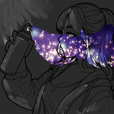 a realistic girl spray, painting